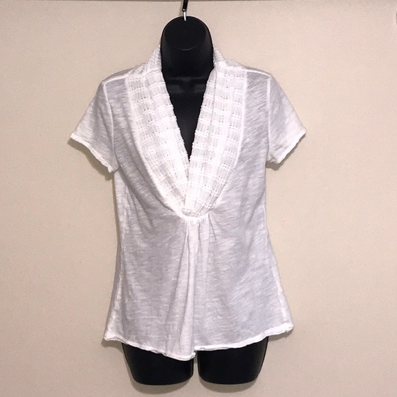 Anthropologie Tops - Deletta White Vneck Blouse Size S—B5